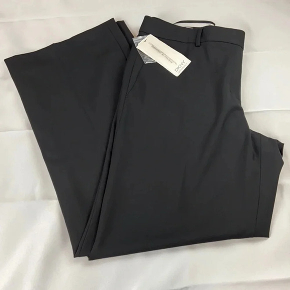 NEW DKNY Black Wool Blend Relaxed Fit Trouser Wide Leg Pant Size 16 - Picture 1 of 11